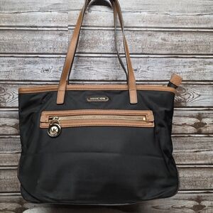 Michael Kors Black Tote with Tan Accents